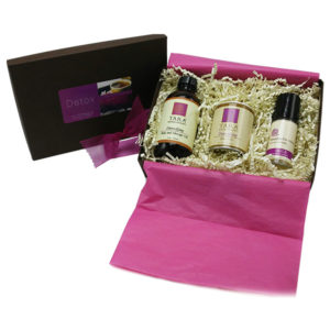 DETOX WELLNESS SOLUTION SET - Gently encourages detoxification and lymphatic drainage with botanicals of juniper, grapefruit & burdock. Includes: Detox Solution 3773 Includes: 4 oz. Detoxifying Body & Massage Oil, 3 oz. Body Purifier Bath Salt and a 1 oz. Headache Relief Aromatherapy Roll-On Remedy (packaged in a gift box).
