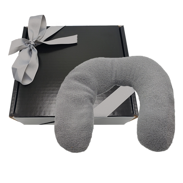 GREY AROMATHERAPY NECK PILLOW (in a gift box) - Relieve stress, tension and enhance relaxation with our Red Herbal-Ease® Aromatherapy Neck Pillow. Specially formulated with all natural herbs, our therapeutic pillow offers the benefits of both moist heat and aromatherapy, keys to providing relief from stress and tension. Simply heat in the microwave, relax and enjoy! Made with highly durable fabrics and quality workmanship. May be used for hot or cold therapy.